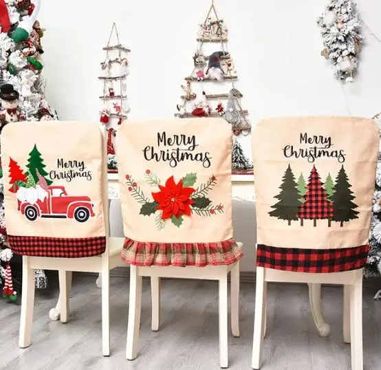 Embroidery Xmas Decorations - 4/6/8 Stuks Kerst Stoelhoes Linnen Borduren