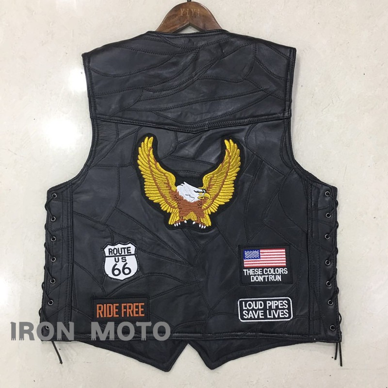 Embroidery On Leather - NIEUWE motorfietsvesten heren Cafe Moto Street