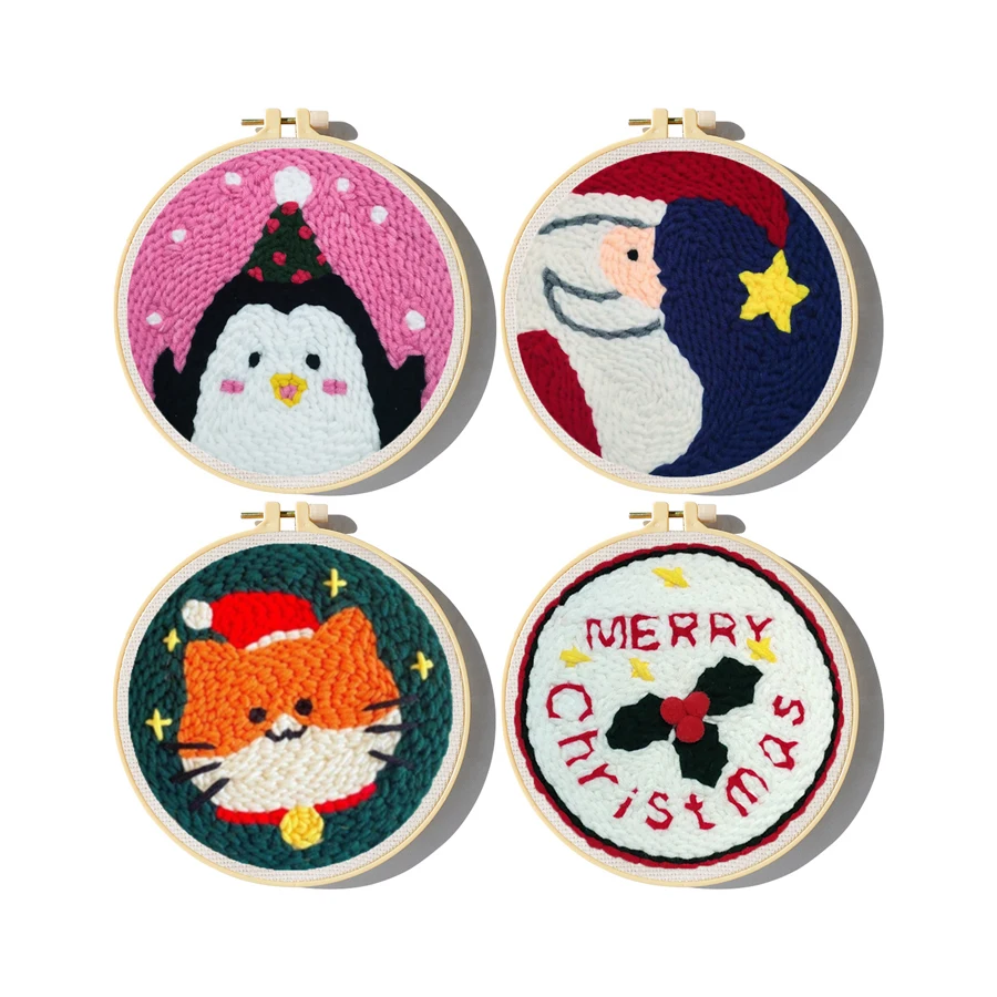 Embroidery Xmas Decorations - Xmas Punch Naald Borduurwerk Kit Met