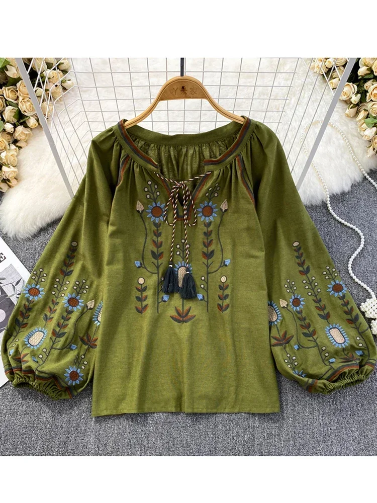 Embroidery Uniform - Vrouwen Lente Blouse Etnische Stijl Retro