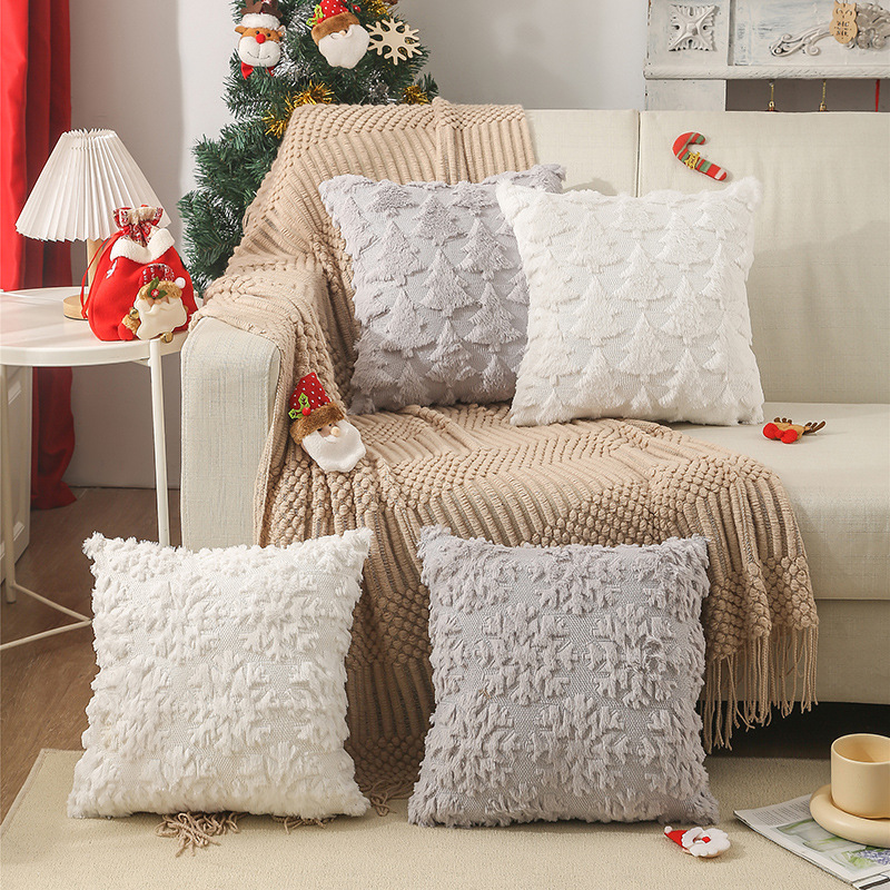 Embroidery Xmas Decorations - 45x45cm Kerst Sneeuwvlok Borduren Kussenhoes Luxe