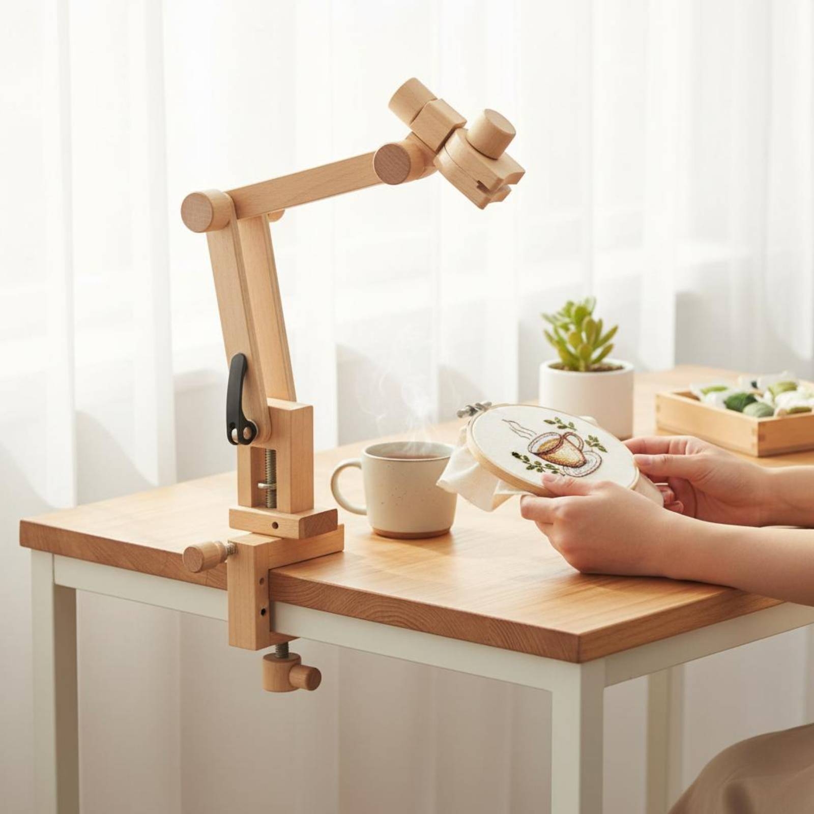 Embroidery Hoop Stand - Tafelklem Borduurstandaard Opvouwbaar ontwerp Verstelbare borduurringstandaard