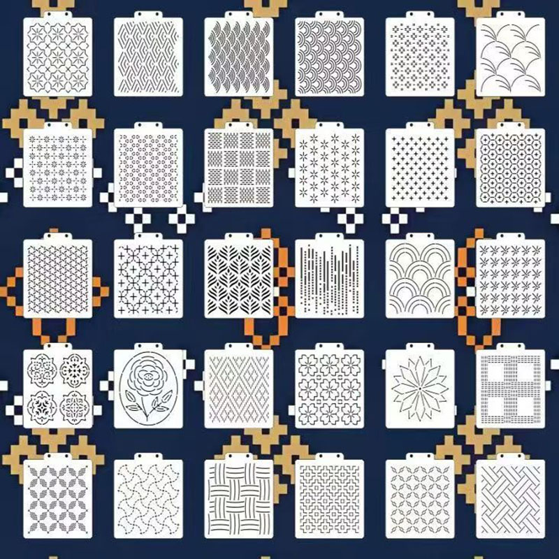 Embroidery And Quilting - 30-delige Sashiko-stencilset, plastic borduursjablonen met geometrisch