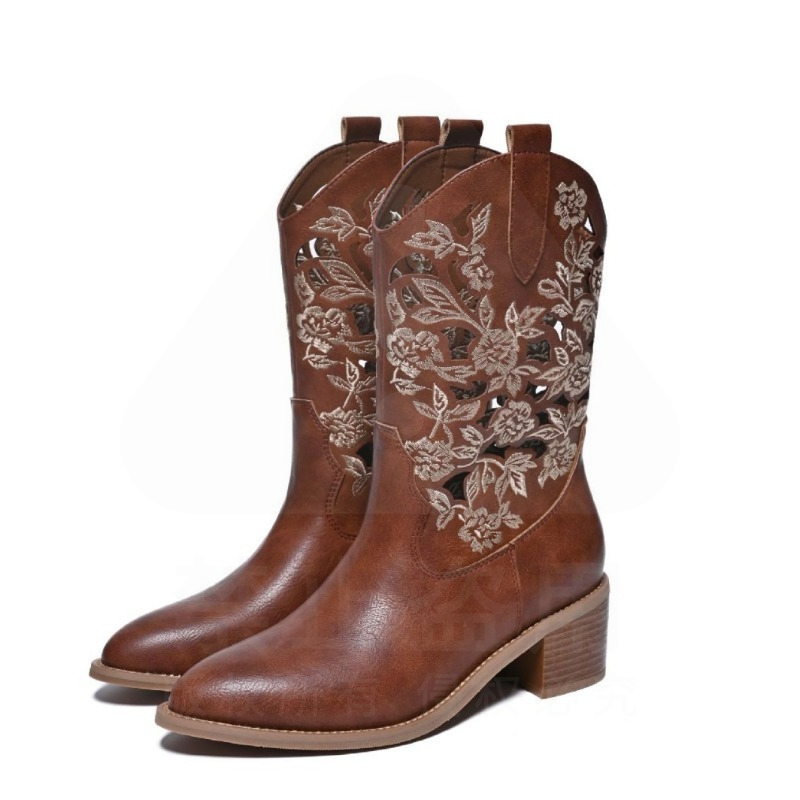 Embroidery Design - Retro damesschoenen Prachtige lederen cowboylaarzen voor