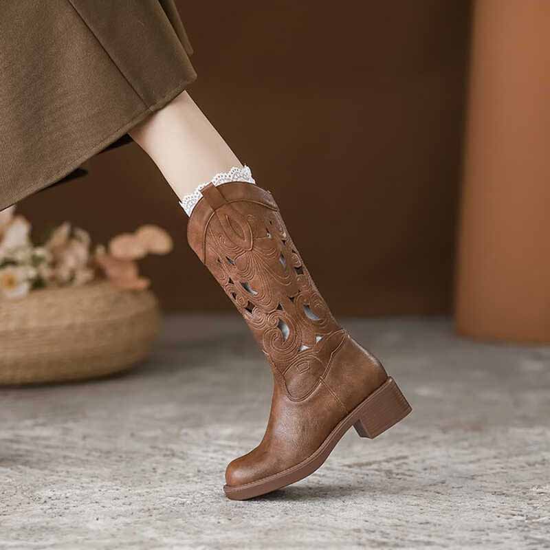 Mode Retro Elegante Bruine Cow - Embroidery On Leather recensie en prijs