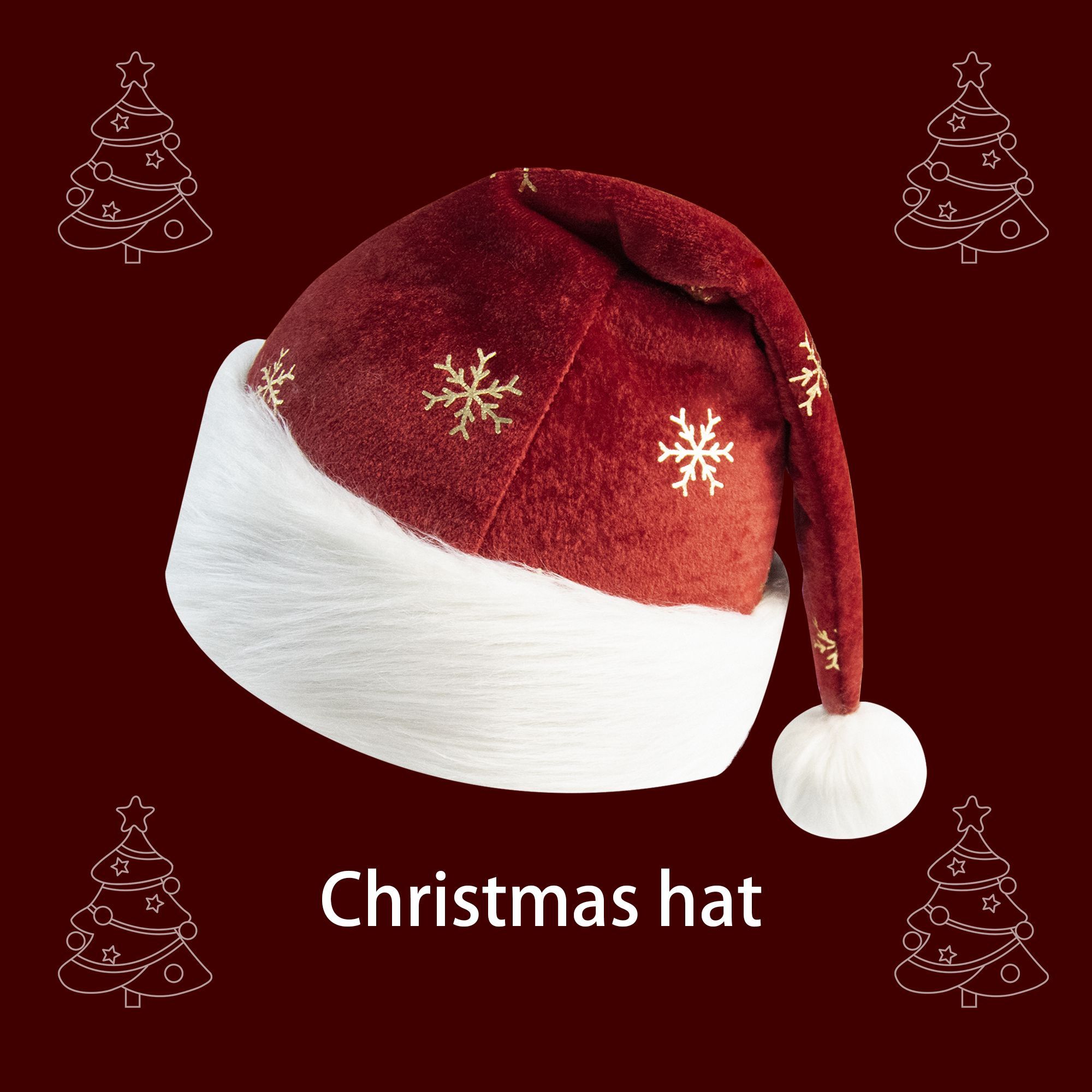 Kerstmuts van bordeauxrood flu - Embroidery Xmas Decorations recensie en prijs