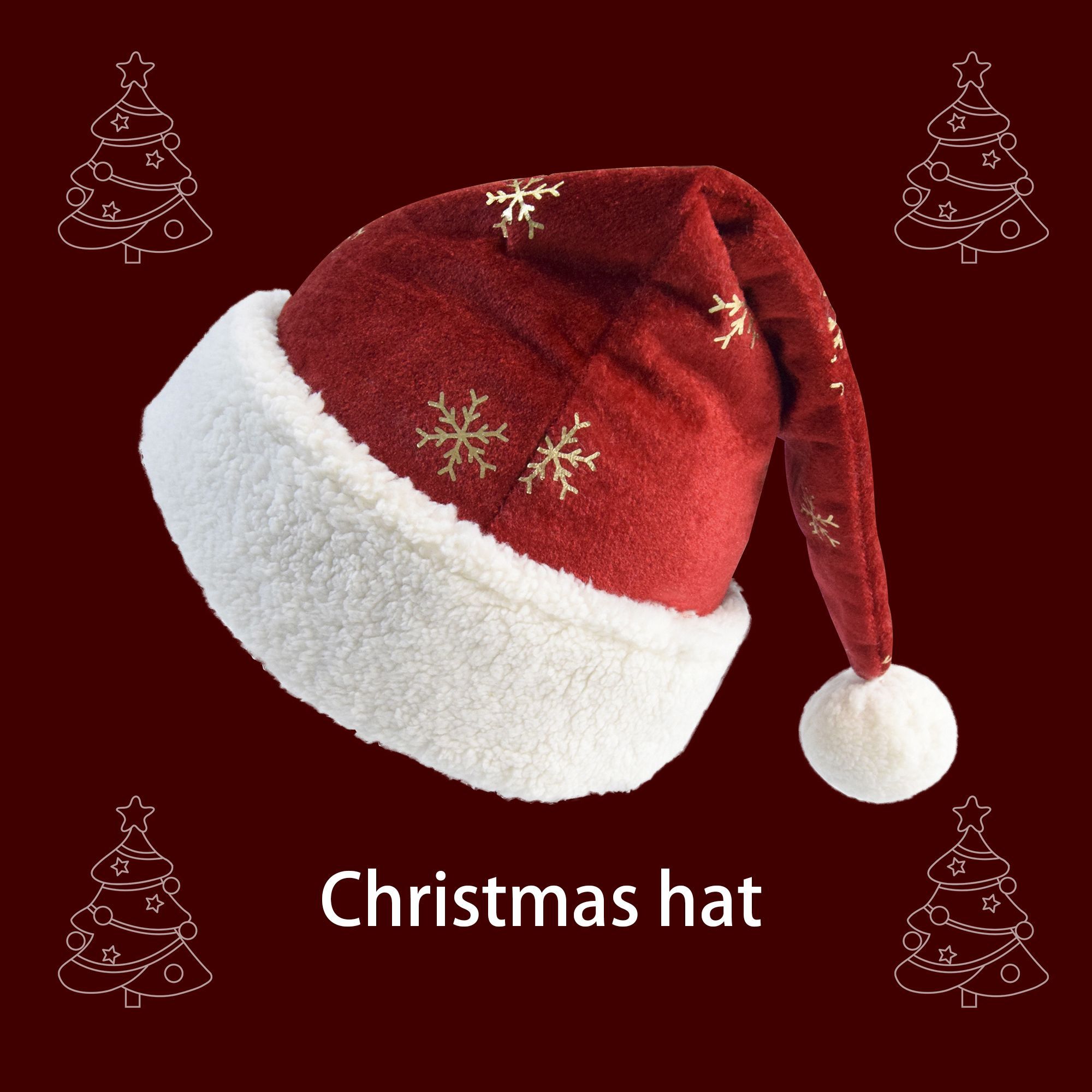 Kerstmuts van bordeauxrood flu - Embroidery Xmas Decorations recensie en prijs