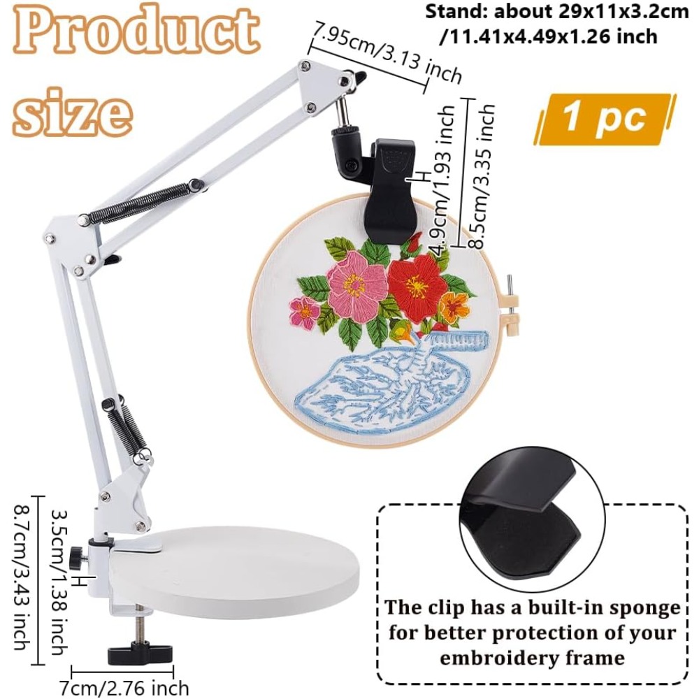 Wit borduurtafelstandaard Kit  - Embroidery Hoop Stand recensie en prijs