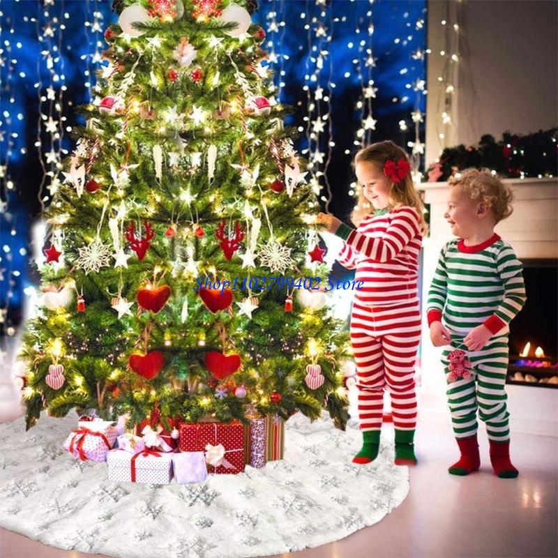547f Wit pluche kerstboom rok  - Embroidery Xmas Decorations recensie en prijs